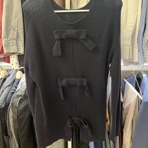 Navy Sweater with Back Bow Accents